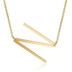 Large Letter "N" Gold Big Initial Name Necklace